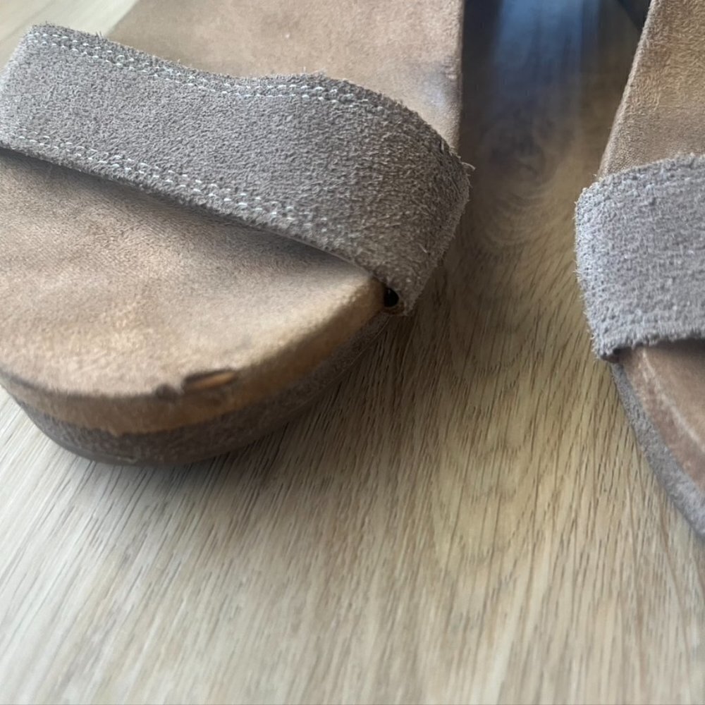 ** Lucky Brand Tan Suede Wedges Sandals Size 9 EU 40 - Picture 5 of 11